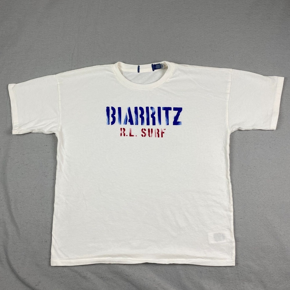 Polo Ralph Lauren Shirt Mens M Vintage fit Biarritz Surf Tee Surfing Beach